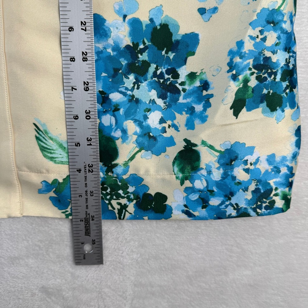 Tuckernuck Blue Hydrangea Floral A-Line Midi Skirt Cream Green High Waist NEW - Picture 6 of 12